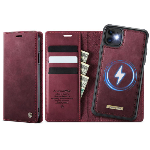 iPhone 11 CaseMe C49 MagSafe RFID Blocking Detachable Wallet Leather Phone Case - Red