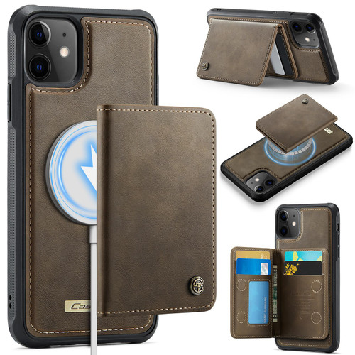 iPhone 11 CaseMe Me80 Series Detachable Wallet Magnetic RFID Vegan Leather Phone Case - Coffee