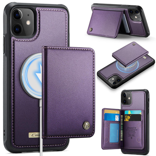 iPhone 11 CaseMe Me80 Series Detachable Wallet Magnetic RFID Vegan Leather Phone Case - Purple