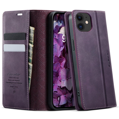 iPhone 12 mini CaseMe 033 Calf Leather Lining Microfibre RFID Blocking Phone Case - Purple