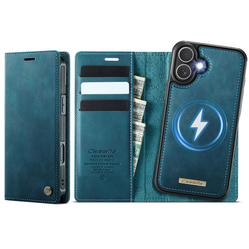 iPhone 16 CaseMe C49 MagSafe RFID Blocking Detachable Wallet Leather Phone Case - Green