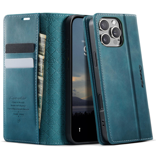 iPhone 16 Pro CaseMe 033 Calf Leather Lining Microfibre RFID Blocking Phone Case - Green