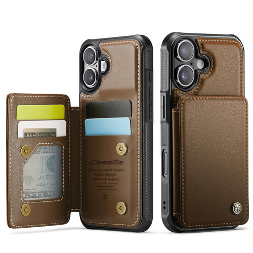 iPhone 17 CaseMe C22 Card Slots Holder RFID Anti-theft Phone Case - Brown