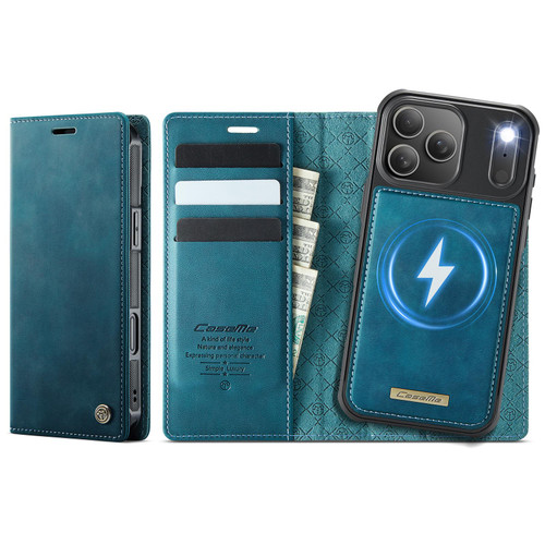 iPhone 17 Pro Max CaseMe C49 MagSafe RFID Blocking Detachable Wallet Leather Phone Case - Green