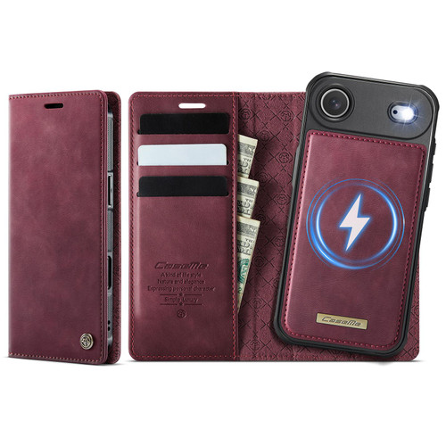 iPhone Air CaseMe C49 MagSafe RFID Blocking Detachable Wallet Leather Phone Case - Red