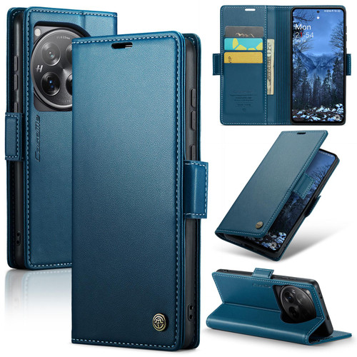 OnePlus 12 CaseMe 023 Butterfly Buckle Litchi Texture RFID Anti-theft Leather Phone Case - Blue