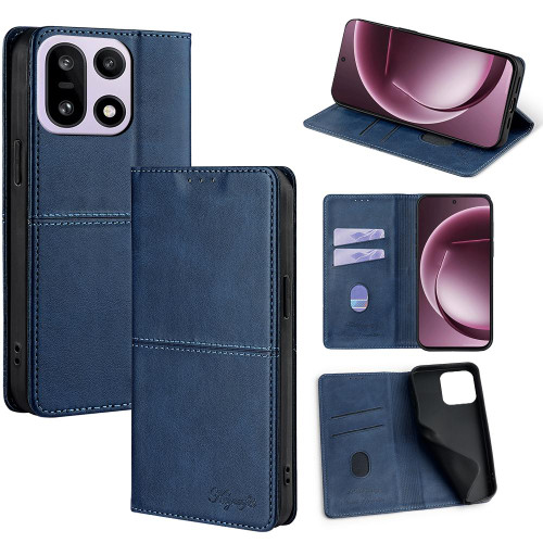 OnePlus 15 5G Cow Texture Magnetic Leather Phone Case - Blue