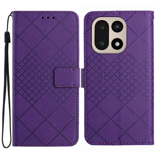 OnePlus 15 5G Rhombic Grid Texture Leather Phone Case - Purple
