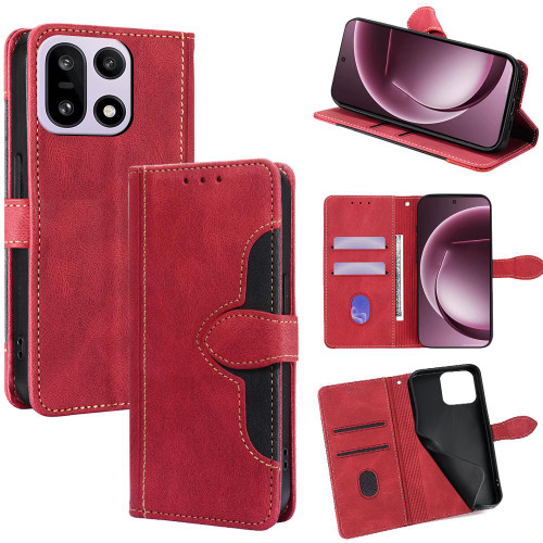 OnePlus 15 5G Skin Feel Magnetic Buckle Leather Phone Case - Red