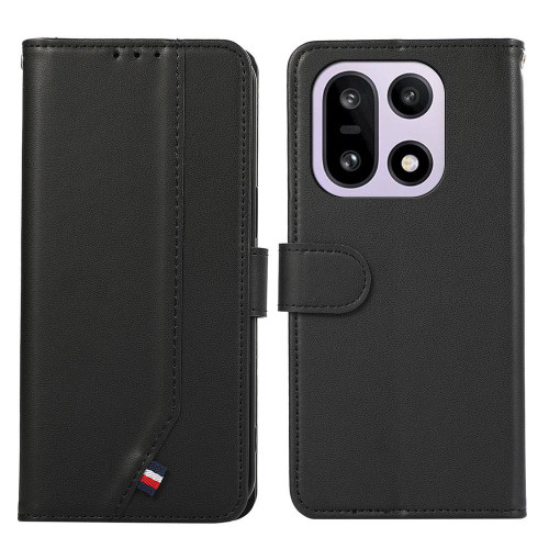 OnePlus 15 ABEEL Delicate Texture Splicing RFID Leather Phone Case - Black