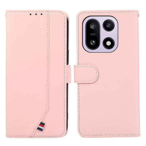 OnePlus 15 ABEEL Delicate Texture Splicing RFID Leather Phone Case - Pink