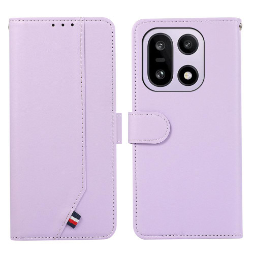 OnePlus 15 ABEEL Delicate Texture Splicing RFID Leather Phone Case - Purple