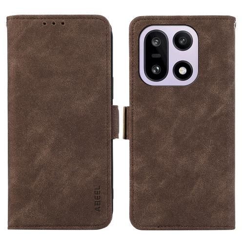 OnePlus 15 ABEEL Frosted Magnetic RFID Leather Phone Case - Brown