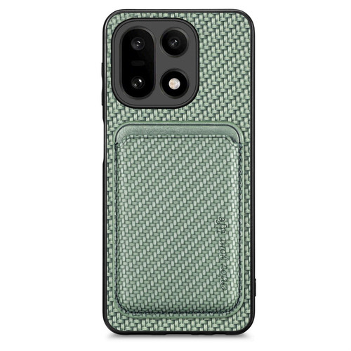 OnePlus 15 Carbon Fiber Leather Card Magsafe Phone Case - Green