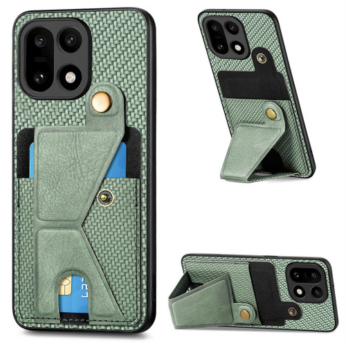 OnePlus 15 Carbon Fiber Wallet Flip Card K-shaped Holder Phone Case - Green