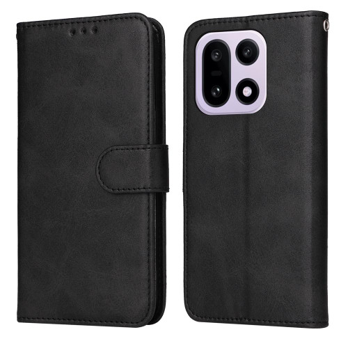 OnePlus 15 Classic Calf Texture Flip Leather Phone Case - Black