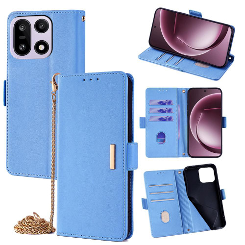 OnePlus 15 Crossbody Chain Leather Phone Case - Blue