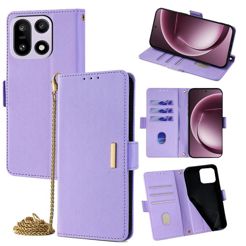 OnePlus 15 Crossbody Chain Leather Phone Case - Purple