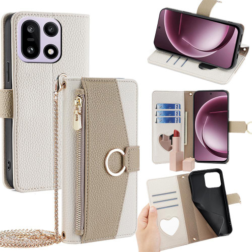 OnePlus 15 Crossbody Litchi Texture Leather Phone Case - White