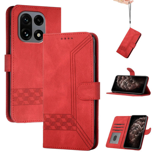 OnePlus 15 Cubic Skin Feel Flip Leather Phone Case - Red