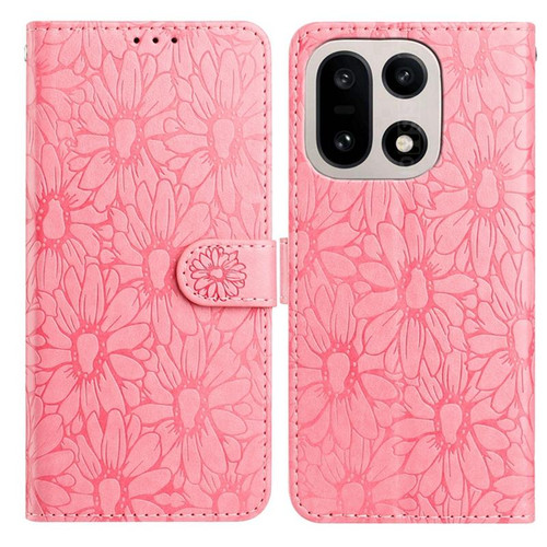 OnePlus 15 Daisy Embossed Leather Phone Case - Pink