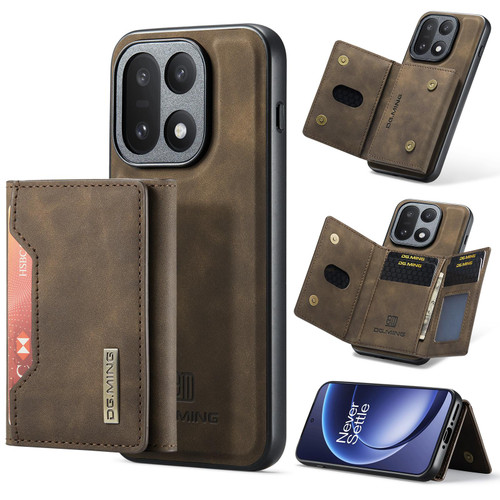 OnePlus 15 DG.MING M2 Series 3-Fold Multi Card Bag + Magnetic Phone Case - Coffee