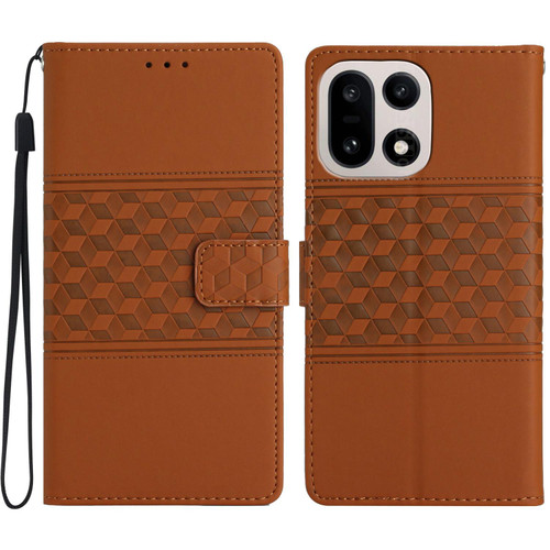 OnePlus 15 Diamond Embossed Skin Feel Leather Phone Case - Brown