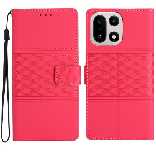 OnePlus 15 Diamond Embossed Skin Feel Leather Phone Case - Red