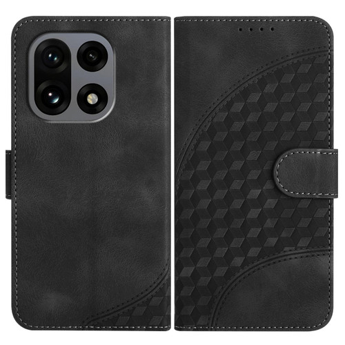 OnePlus 15 Elephant Head Embossed Phone Leather Case with Lanyard - Black