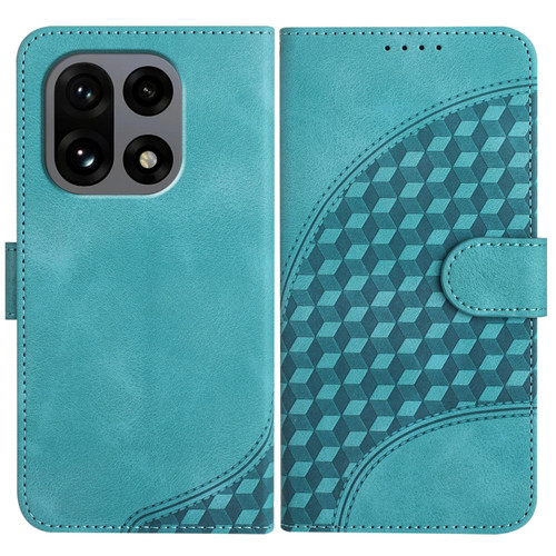 OnePlus 15 Elephant Head Embossed Phone Leather Case with Lanyard - Light Blue