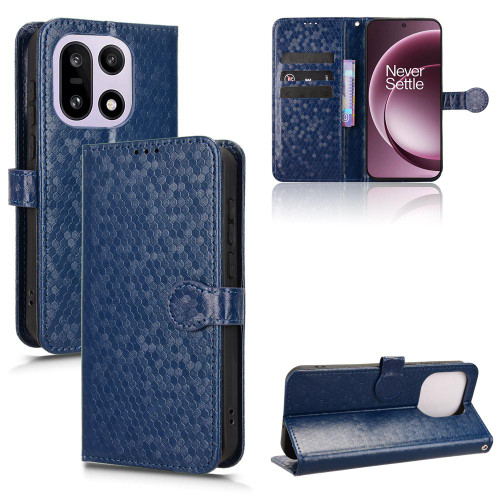 OnePlus 15 Honeycomb Dot Texture Leather Phone Case - Blue