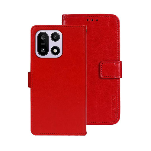 OnePlus 15 idewei Crazy Horse Texture Leather Phone Case - Red