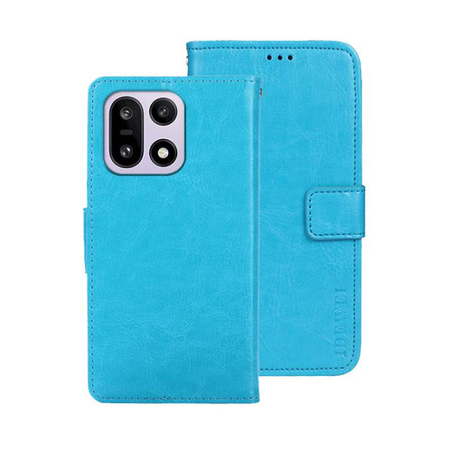 OnePlus 15 idewei Crazy Horse Texture Leather Phone Case - Sky Blue