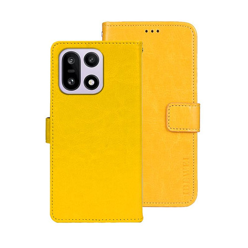 OnePlus 15 idewei Crazy Horse Texture Leather Phone Case - Yellow