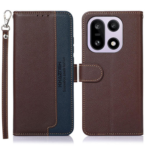 OnePlus 15 KHAZNEH Litchi Texture Leather RFID Phone Case - Brown