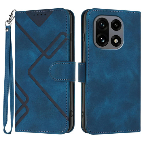 OnePlus 15 Line Pattern Skin Feel Leather Phone Case - Royal Blue