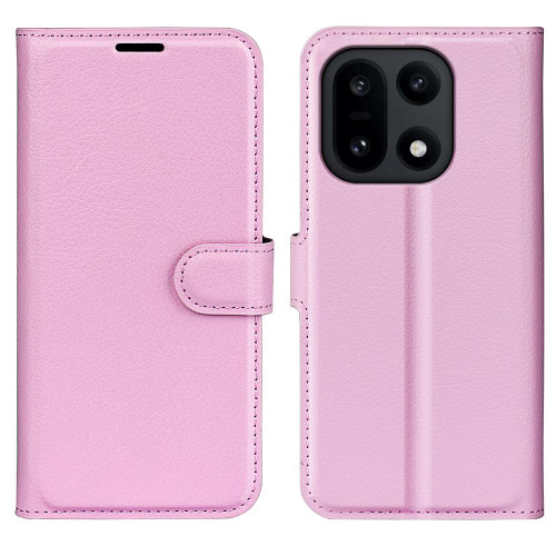 OnePlus 15 Litchi Texture Horizontal Flip Leather Phone Case with Holder - Pink