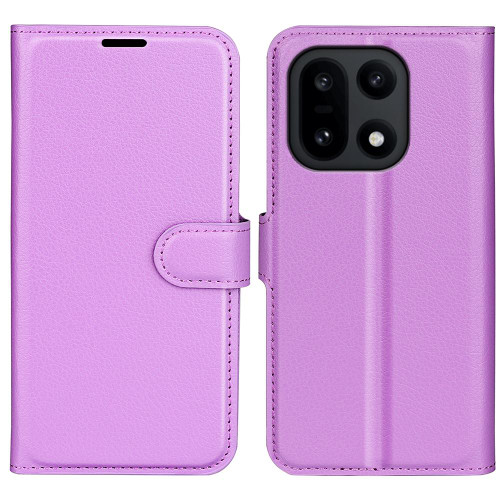 OnePlus 15 Litchi Texture Horizontal Flip Leather Phone Case with Holder - Purple
