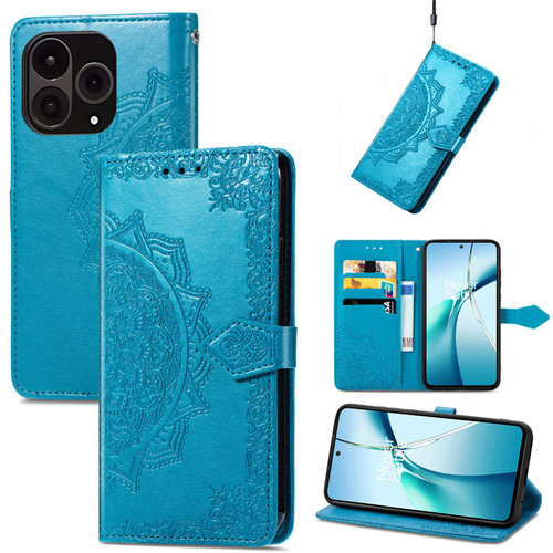 OnePlus 15 Mandala Flower Embossed Leather Phone Case - Blue