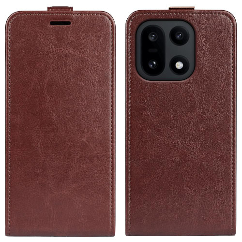 OnePlus 15 R64 Texture Single Vertical Flip Leather Phone Case - Brown