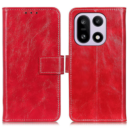 OnePlus 15 Retro Crazy Horse Texture Leather Phone Case - Red