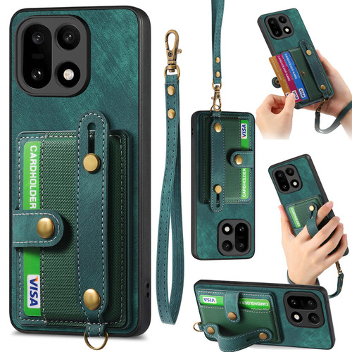 OnePlus 15 Retro Cross Wristband Wallet Leather Back Phone Case - Green