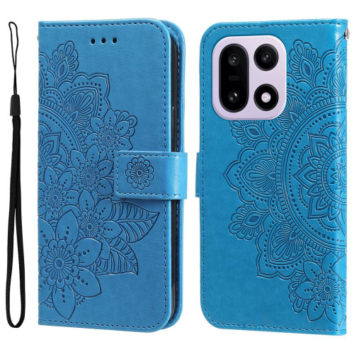 OnePlus 15 Seven-petal Flowers Embossing Leather Phone Case - Blue