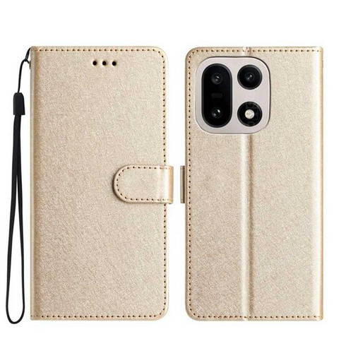 OnePlus 15 Silk Texture Horizontal Flip Leather Phone Case - Gold