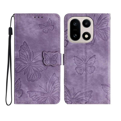 OnePlus 15 Skin-feel Embossed Butterfly Leather Phone Case - Purple