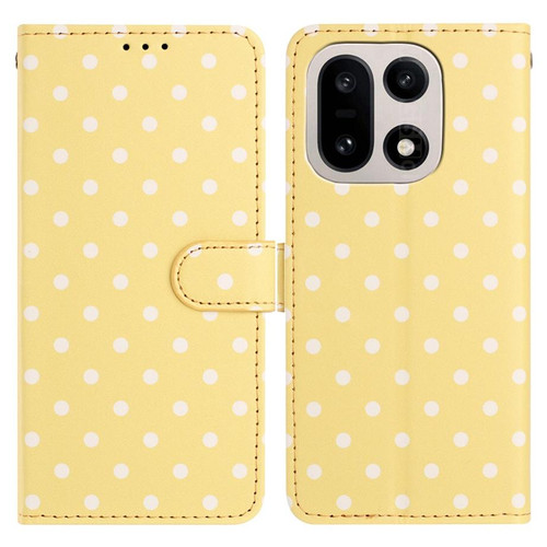 OnePlus 15 Small Dots Pattern Vegan Leather Phone Case - Yellow