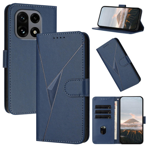 OnePlus 15 Triangle Pattern Buckle Clasp Leather Phone Case - Royal Blue