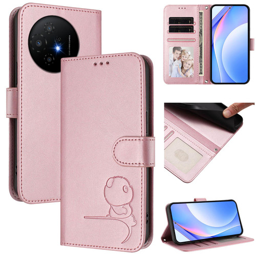 TCL 50 XL 5G Litter Panda Embossing RFID Leather Phone Case with Lanyard - Pink