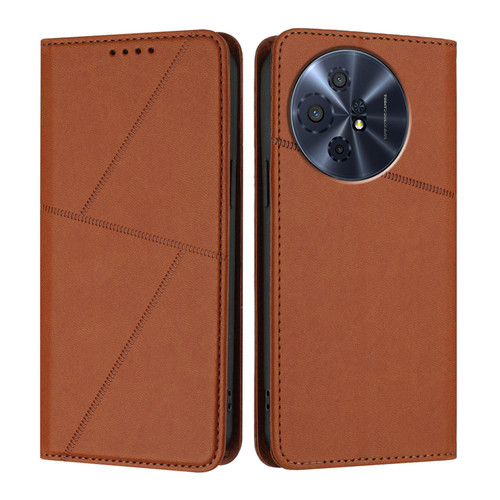 TCL 50 XL 5G Strong Magnetic Frosted Flip Leather Phone Case - Coffee Color