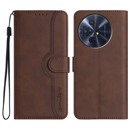 TCL 50 XL 5G Heart Pattern Skin Feel Leather Phone Case - Brown